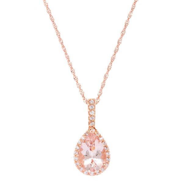 Shop 14k Rose Gold Pink Morganite 1/5ct TDW White Diamond Rope-chain ...