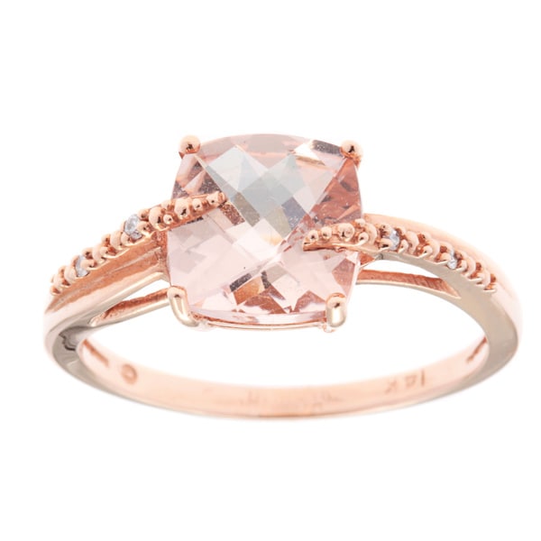 Bliss 14k Rose Gold 1/2ct TDW Diamond and Morganite Halo Ring (H I, I1