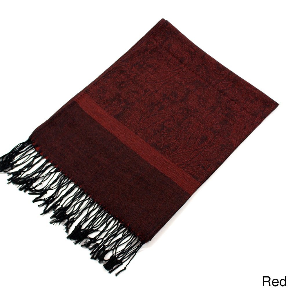 Leisureland Womens Jacquard Paisley Fringe Scarf