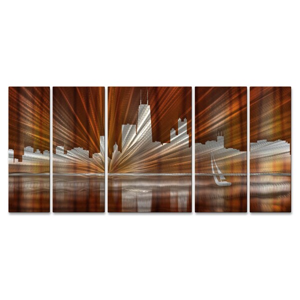 Chicago Wall Art ash carl 'warm chicago skyline' metal wall art - free shipping Chicago Wall Art ash carl 'warm chicago skyline' metal wall art - free shipping
