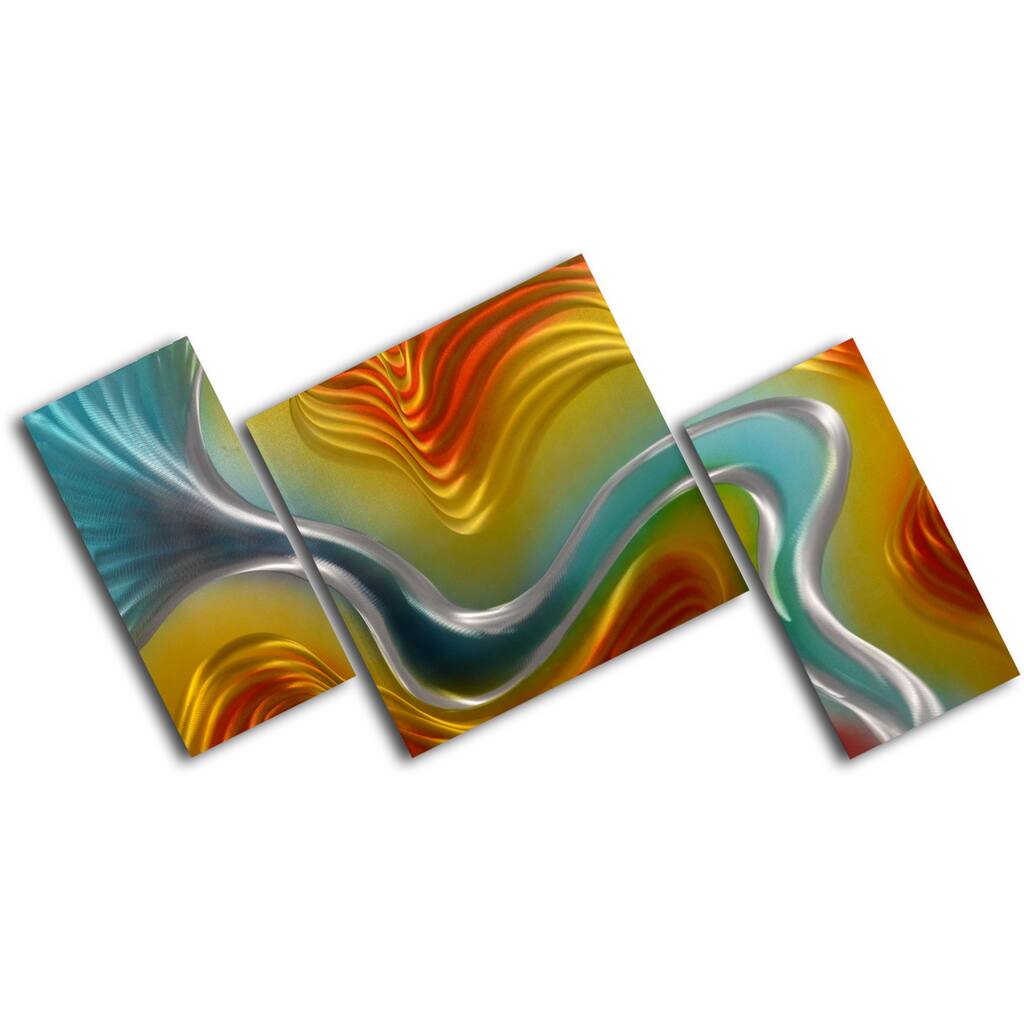 'Geometric colored ripples' 3-piece Contemporary Art Set