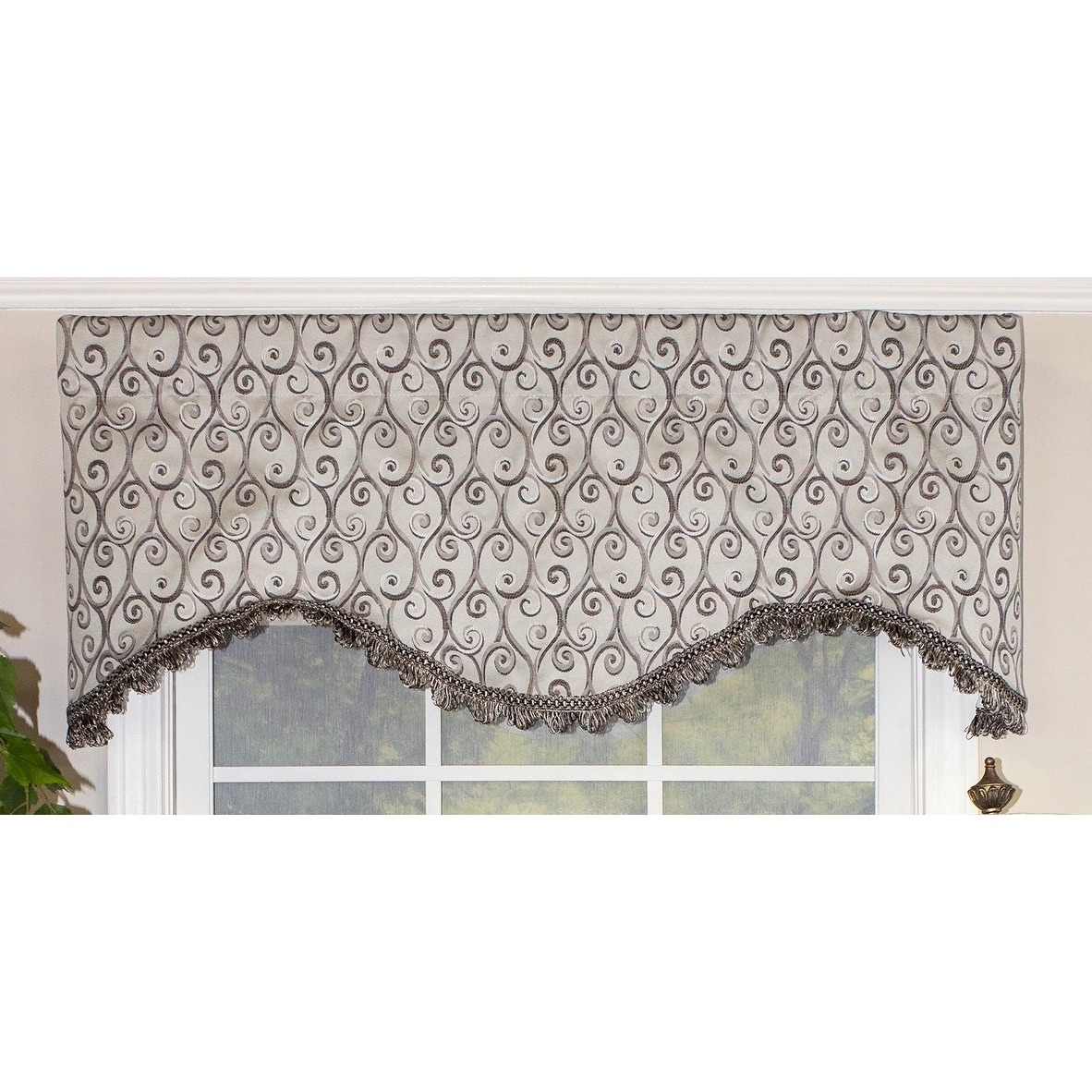 Rlf Home Twine Swirls Cornice 50 Window Valance Silver Overstock 7584629