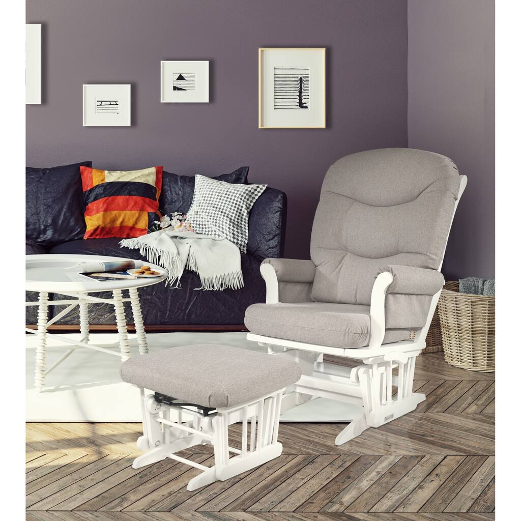 Dutailier Light Grey Multiposition Reclining Sleigh Glider and Ottoman Set