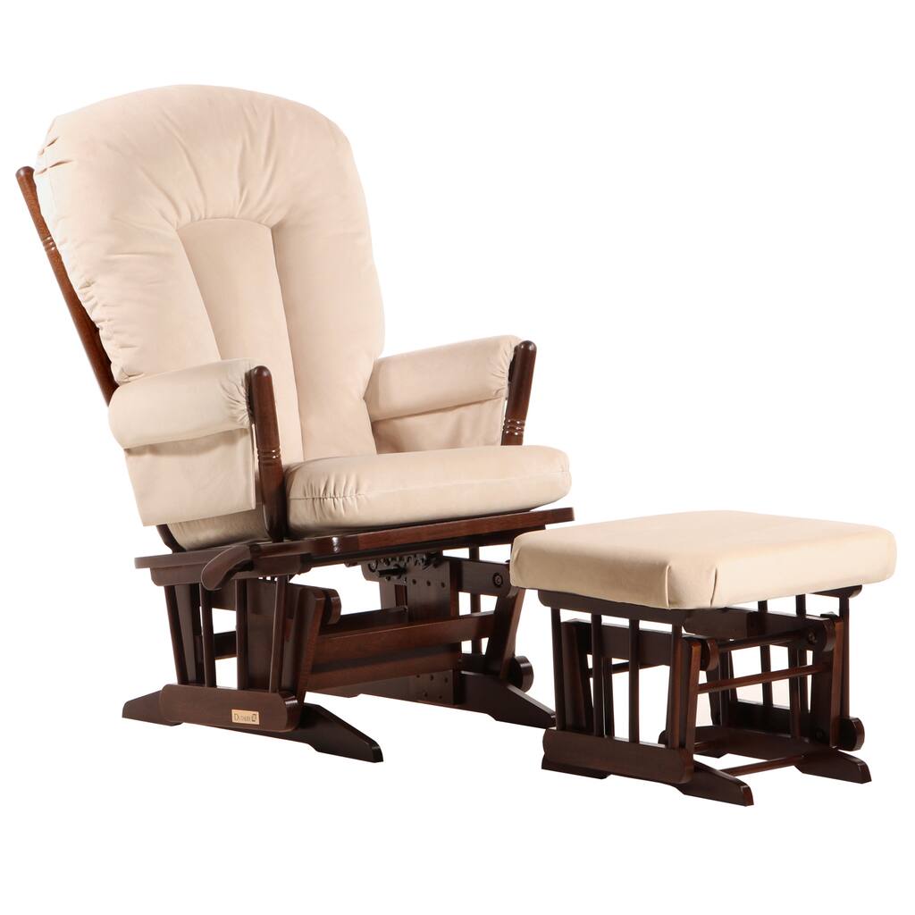 Dutailier Coffee/ Light Beige Multiposition 2-post Glider and Ottoman Set