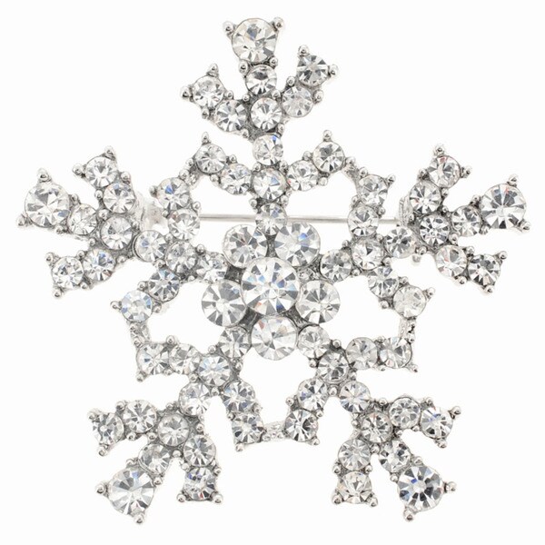 Shop Austrian Crystal Silver Snowflake Brooch Pin - Free Shipping On ...