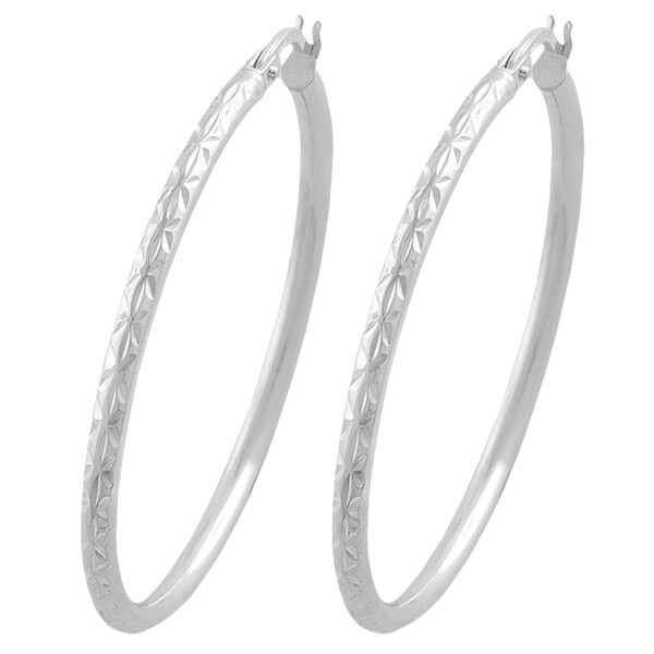 Fremada Sterling Silver 2mm Round Diamond Cut Hoop Earrings Fremada Sterling Silver Earrings