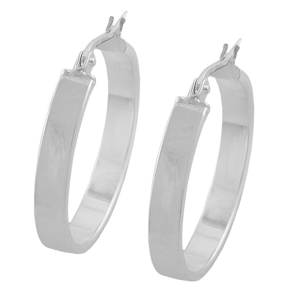 Fremada Sterling Silver 3.5 mm Flat Hoop Earrings Fremada Sterling Silver Earrings