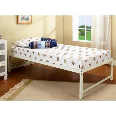 White Metal Twin Size Platform Bed Frame