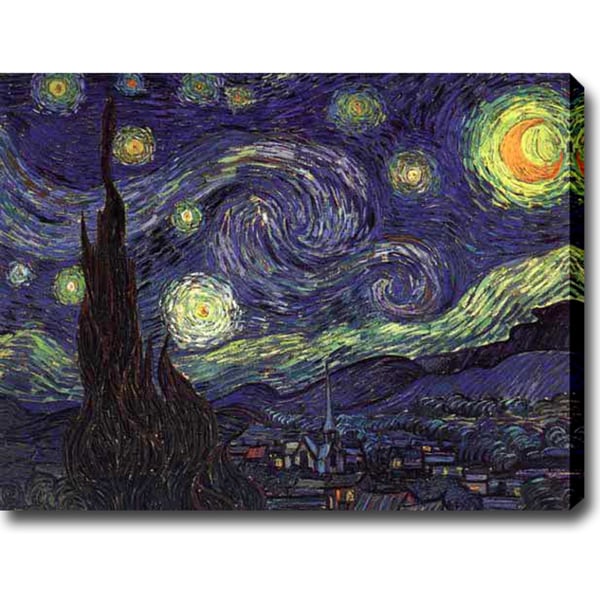 Shop Vincent Van Gogh 'Starry Night' Oil On Canvas Art - Blue/Black ...