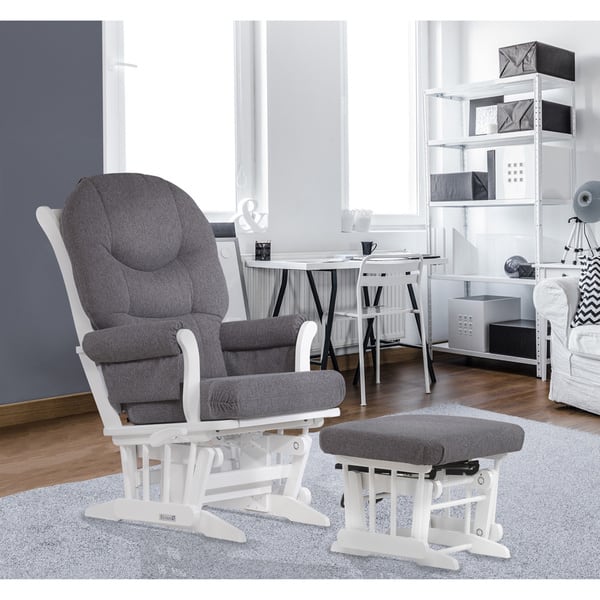 Shop Dutailier Dark Grey Multiposition Reclining Sleigh Glider And Ottoman Set On Sale Overstock 7585742