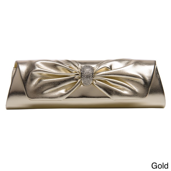 J. Furmani Women's Metallic Bow Clutch Evening Bags