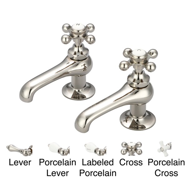 Water Creation Vintage Classic Basin Cocks Lavatory Faucet in Polished Nickel PVD Finish