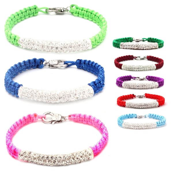 Clear Crystal Rhinestone Tube Macrame Macrame Bracelet Bracelets