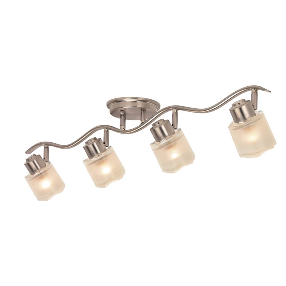 Contemporary Brushed Nickel 4-light Semi-flush Rail Fixture