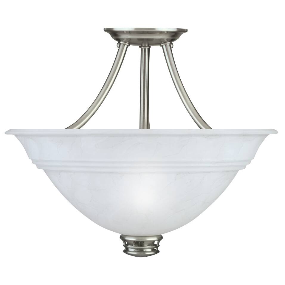 Transitional Antique Pewter 3-light Semi-flush Fixture
