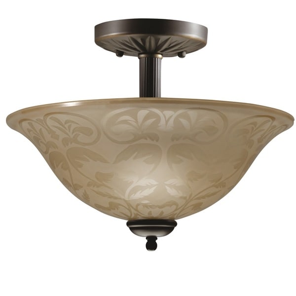 Transitional Olde Bronze 2-light Semi-flush Fixture