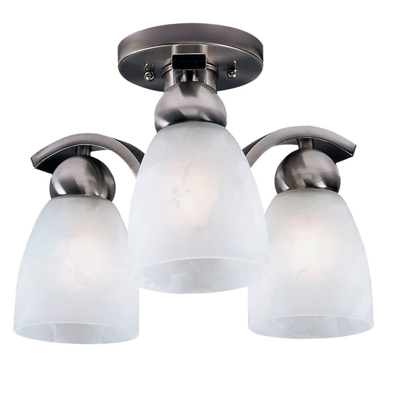 Transitional Brushed Nickel 3-light Semi-flush Fixture