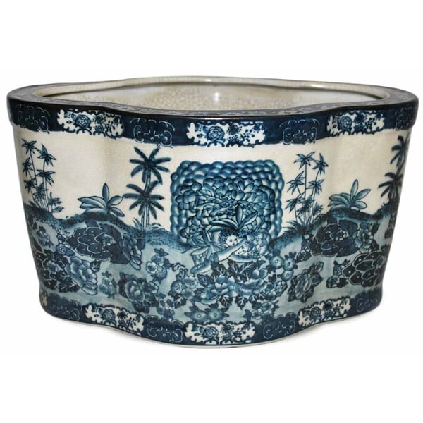 Blue Paradise Oval Porcelain Planter Accent Pieces