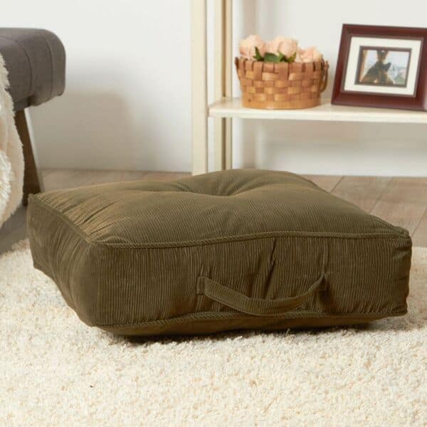 Omaha Corduroy Microfiber 21-inch Square Floor Pillow in Sage Green