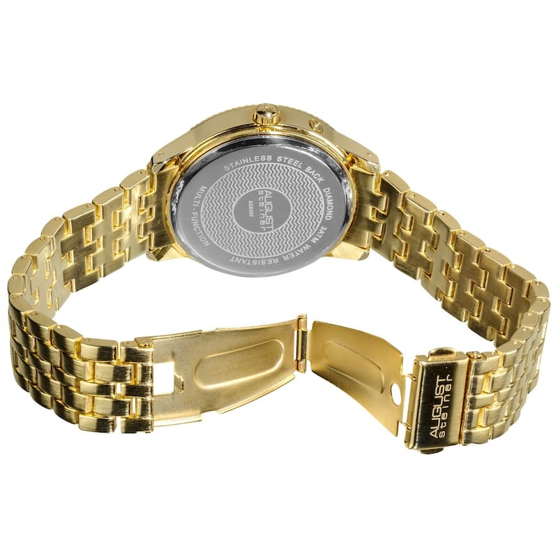 August Steiner Men's Swiss Quartz Diamond Moon Phase Coin Edge Watch