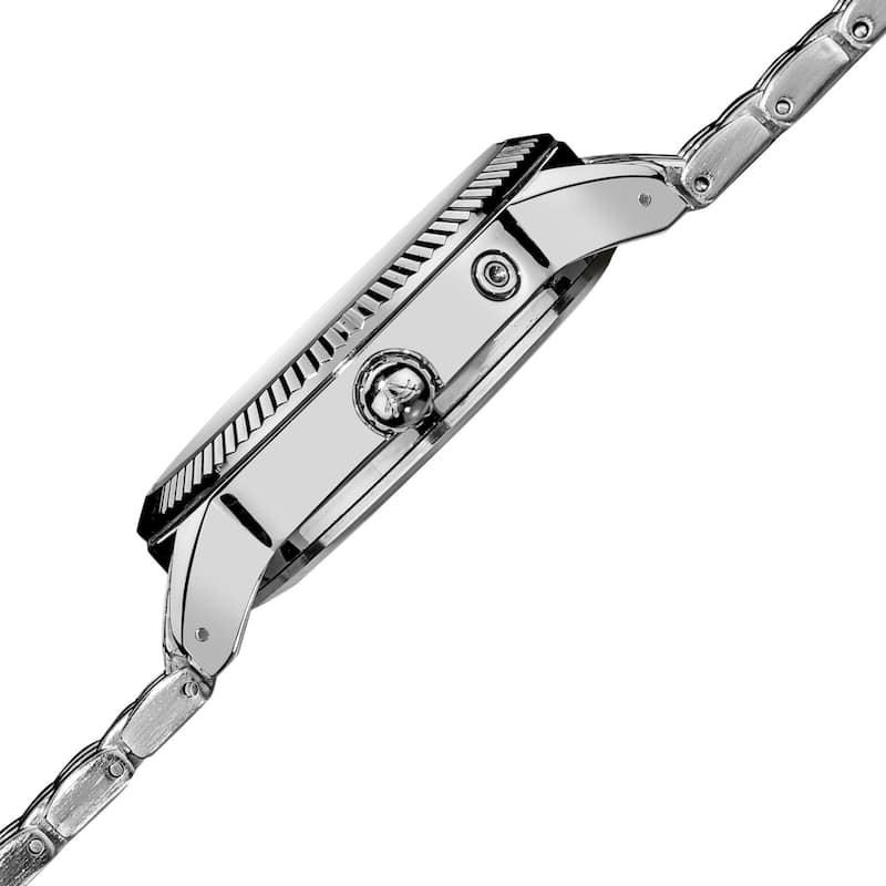 August Steiner Men's Swiss Quartz Multifunction Diamond Silver-Tone Bracelet Watch - silver