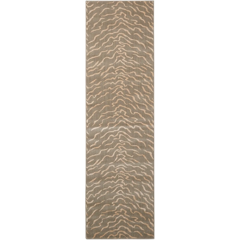 Nourison Nepal NEP04 Area Rug - Modern & Contemporary - Grey - Abstract - 8' Runner - Runner/Rectangle - Runner/Indoor - 2' 3" x 8' - Beige