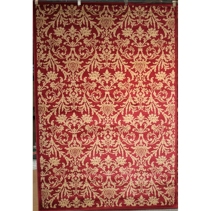 Damask Red Rug (53 X 77) (PolypropyleneConstruction Method Machine MadePile Height 0.5 in.Style TransitionalPrimary color RedSecondary colors IvoryPattern OrientalTip We recommend the use of a non skid pad to keep the rug in place on smooth surface