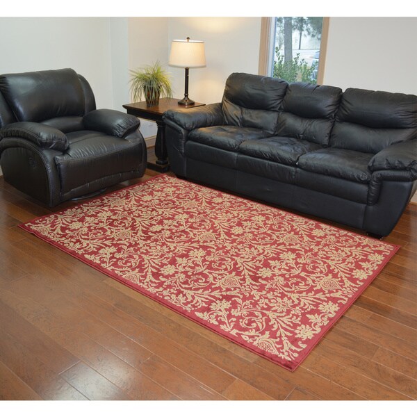 Damask Red Rug (5'3 x 7'7)