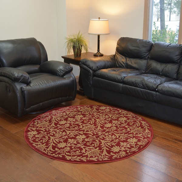 Damask Red Rug (5'3 Round) Free Shipping Today Overstock 15014230