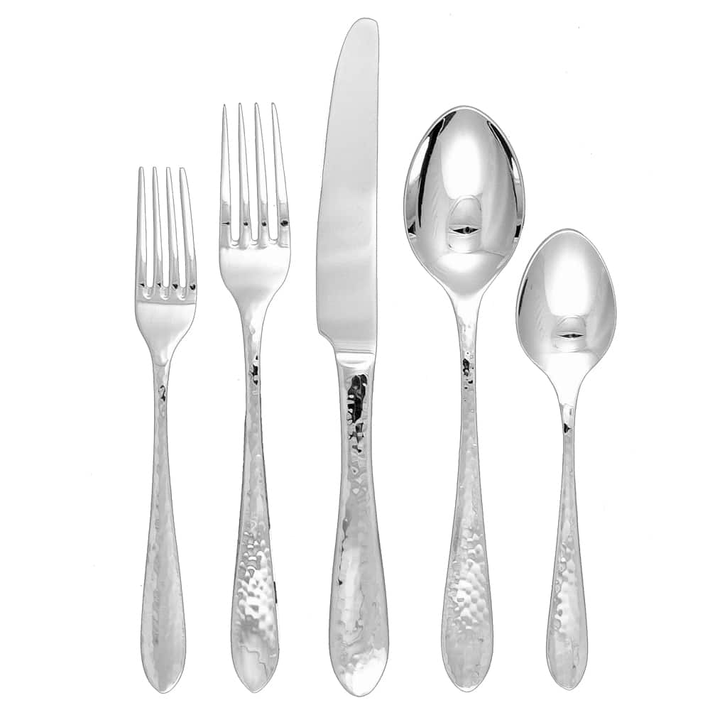 Ginkgo Starlight 42-piece Hammered Stainless Steel Flatware Set (Service for 8)