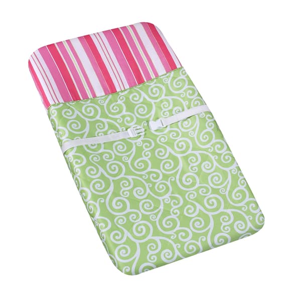 Sweet JoJo Designs Green and Pink Olivia Changing Pad Cover Bed Bath