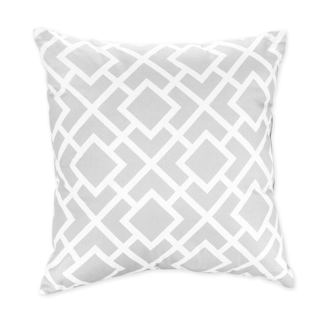 Sweet JoJo Designs Gray and White Diamond Decorative Throw Pillow