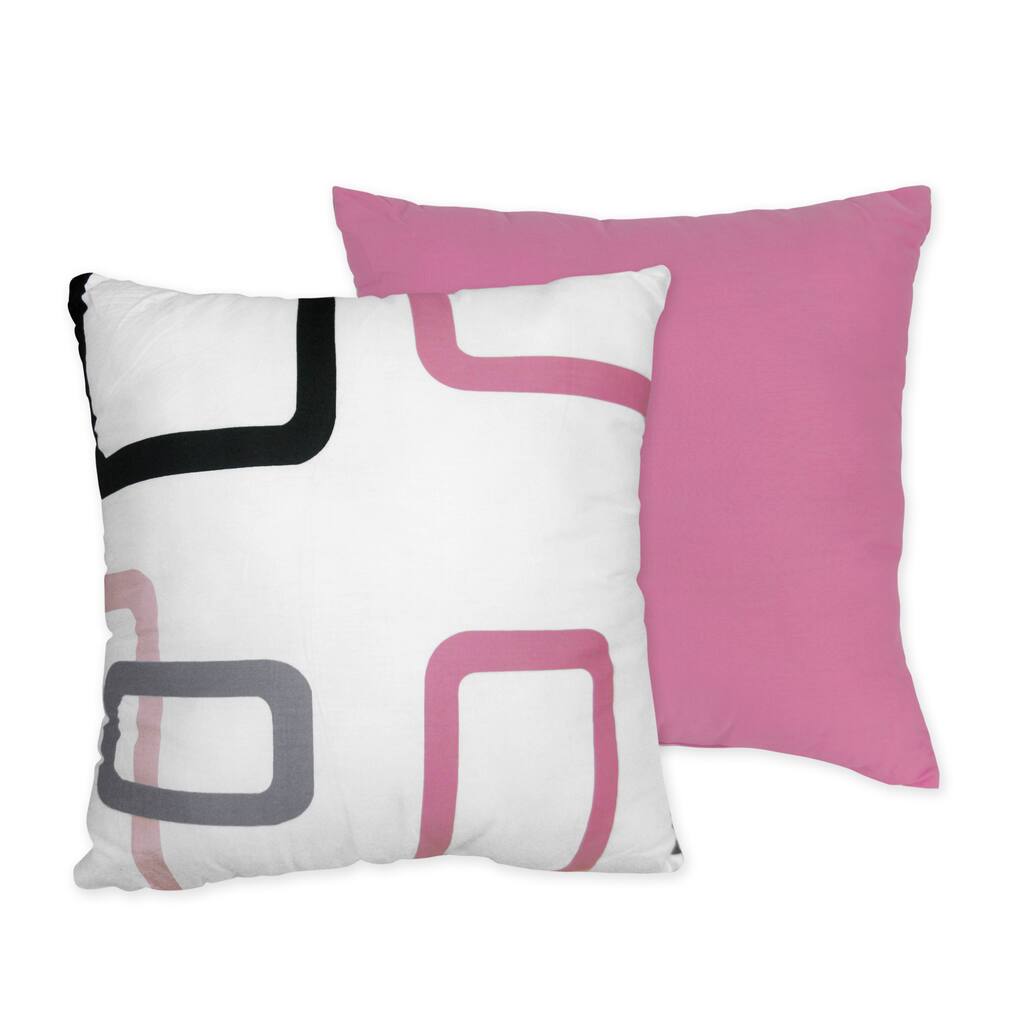 Sweet JoJo Designs Pink and Black Geo 16-inch Decorative Throw Pillow