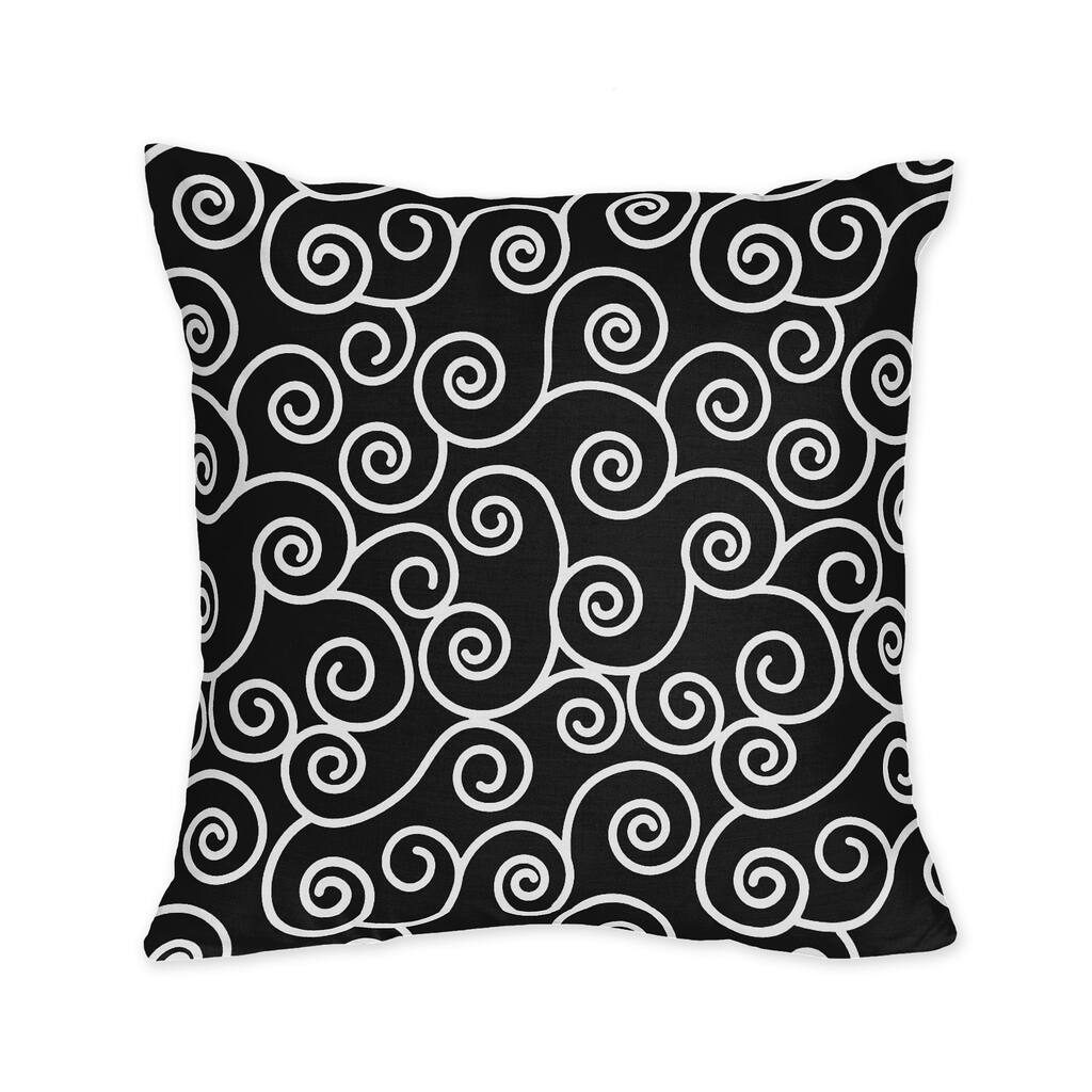 Sweet JoJo Designs Kaylee Black and White Scroll 16-inch Decorative Throw Pillow
