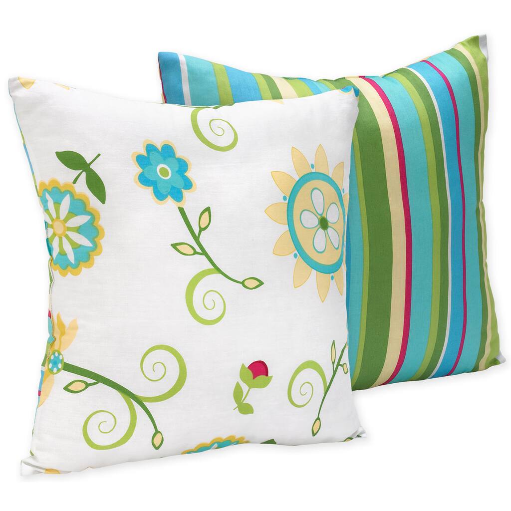 Sweet JoJo Designs Layla Turquoise and Lime 16-inch Reversible Decorative Throw Pillow