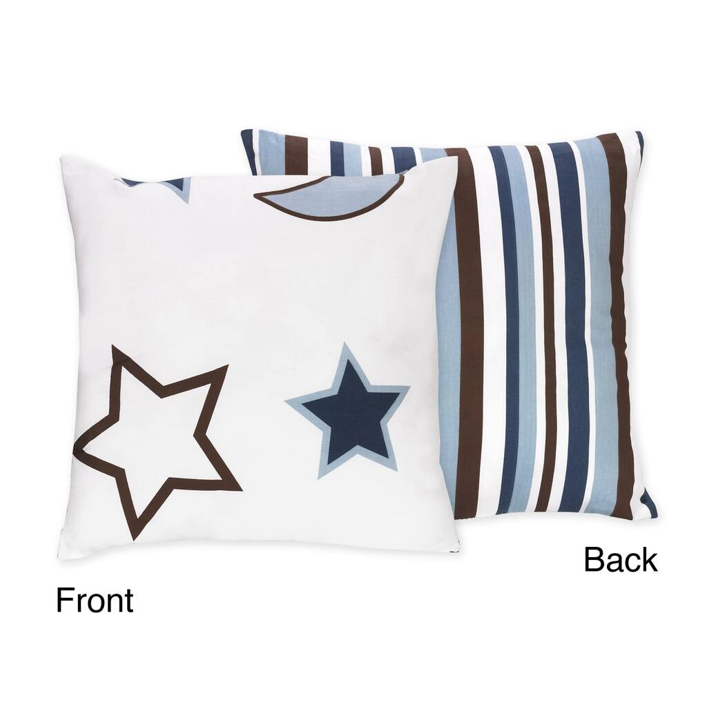 Sweet JoJo Designs 'Starry Night' Blue/ Brown Reversible 16-inch Decorative Pillow