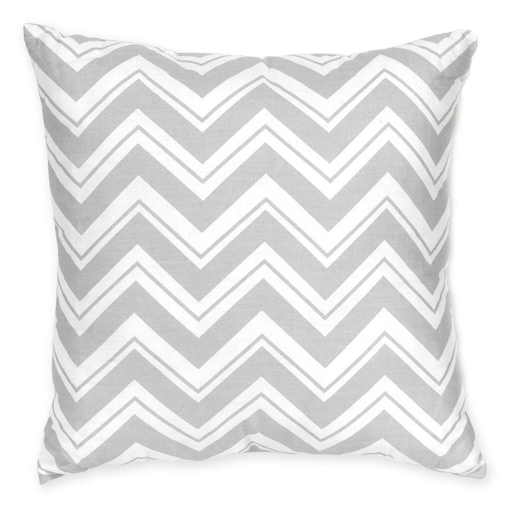 Sweet JoJo Designs Zig Zag Yellow and Grey Reversible 16-inch Decorative Pillow