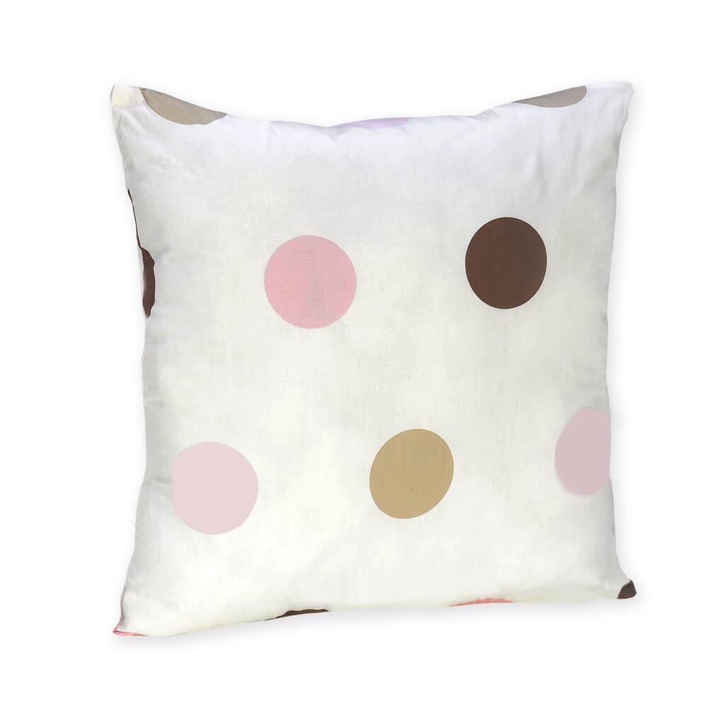 Sweet Jojo Designs Pink and Brown Modern Polka Dot Throw Pillow