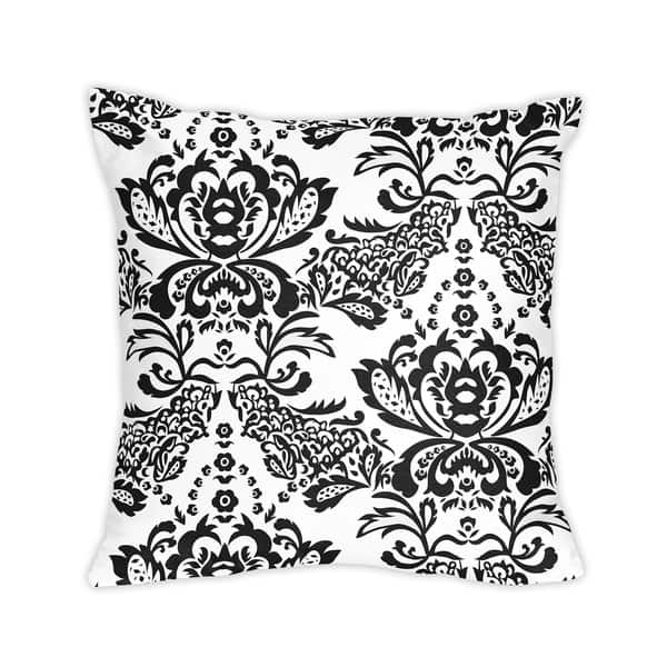 Sweet Jojo Designs Black and White Floral Damask Throw Pillow ...
