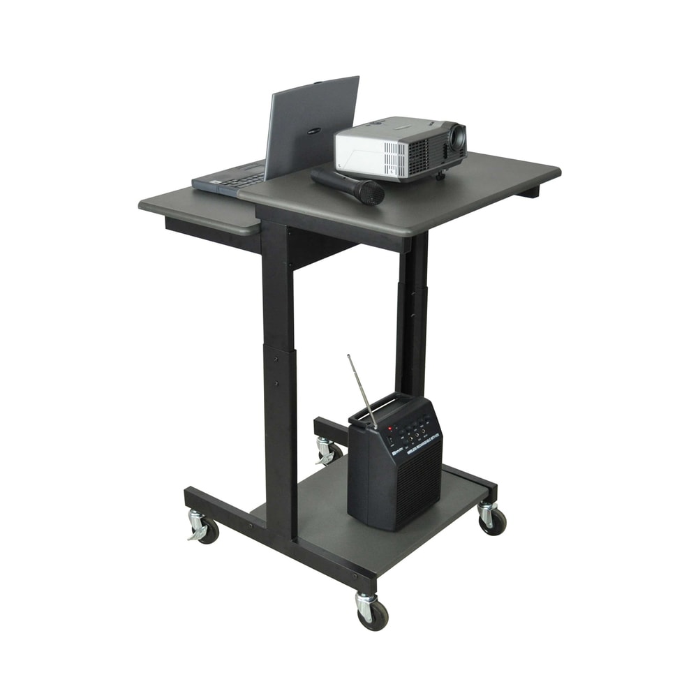 Offex Multimedia Mobile Height Adjustable Computer / Laptop Presentation Workstation Desk Lectern Stand (Powder Coated - Black)