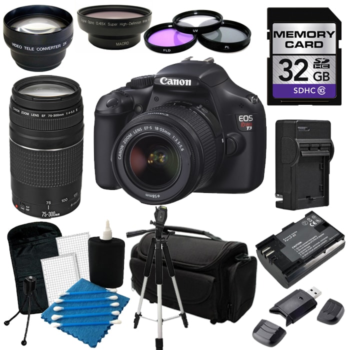 Canon EOS Rebel T3 Digital SLR Camera with 18 55mm IS II & 75 300 III