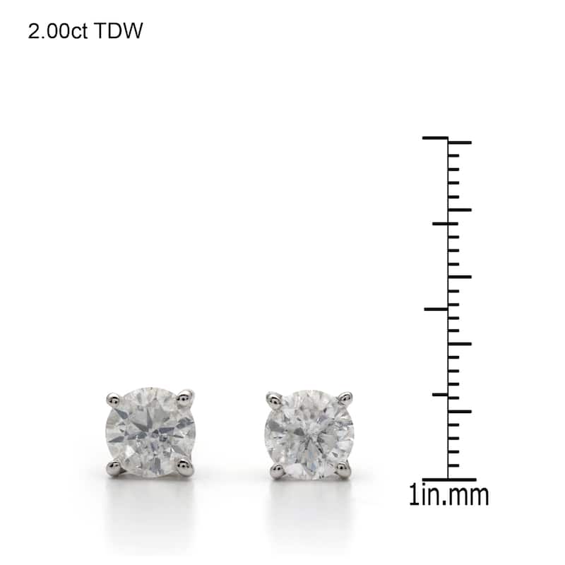 14k White Gold 1/4 to 3ct TW Clarity Enhanced Diamond Stud Earrings (I-J, I2-I3)