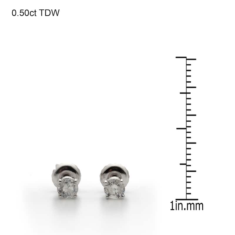 14k White Gold 1/4 to 3ct TW Clarity Enhanced Diamond Stud Earrings (I-J, I2-I3)