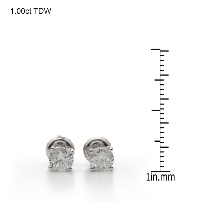 14k White Gold 1/4 to 3ct TW Clarity Enhanced Diamond Stud Earrings (I-J, I2-I3)