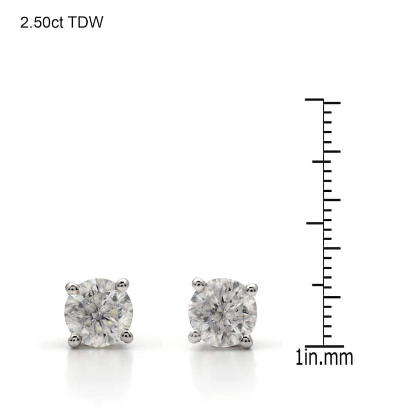 14k White Gold 1/4 to 3ct TW Clarity Enhanced Diamond Stud Earrings (I-J, I2-I3)