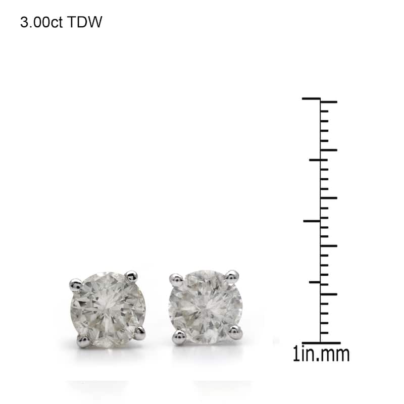 14k White Gold 1/4 to 3ct TW Clarity Enhanced Diamond Stud Earrings (I-J, I2-I3)