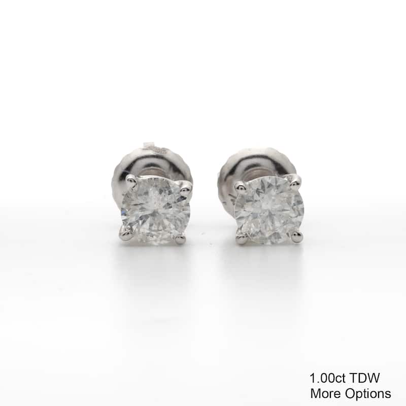 14k White Gold 1/4 to 3ct TW Clarity Enhanced Diamond Stud Earrings (I-J, I2-I3)