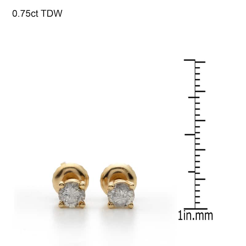 14k Yellow Gold 1/4 to 3ct TDW Clarity-Enhanced Diamond Stud Earrings (I-J, I2-I3)