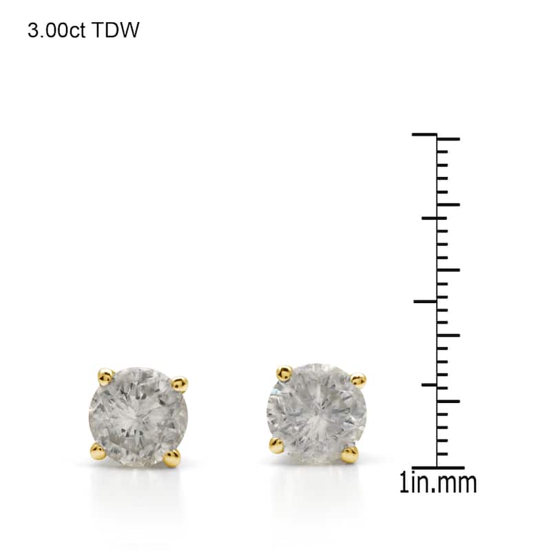 14k Yellow Gold 1/4 to 3ct TDW Clarity-Enhanced Diamond Stud Earrings (I-J, I2-I3)