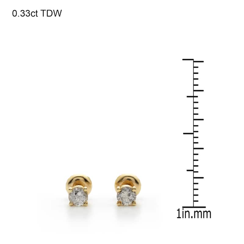 14k Yellow Gold 1/4 to 3ct TDW Clarity-Enhanced Diamond Stud Earrings (I-J, I2-I3)